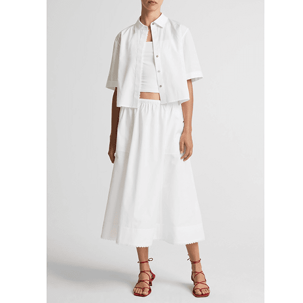 Vince Scallop Detail S/S Shirt Optic White