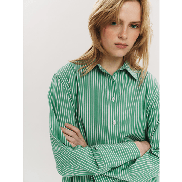 Once Untold Sally Midi Dress Vineyard Green Stripe