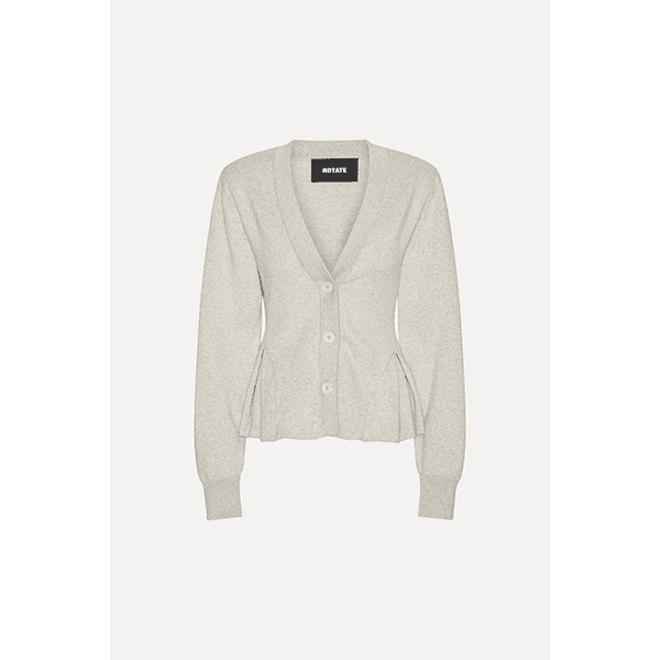 ROTATE Peplum Knit Cardigan Pumice Stone