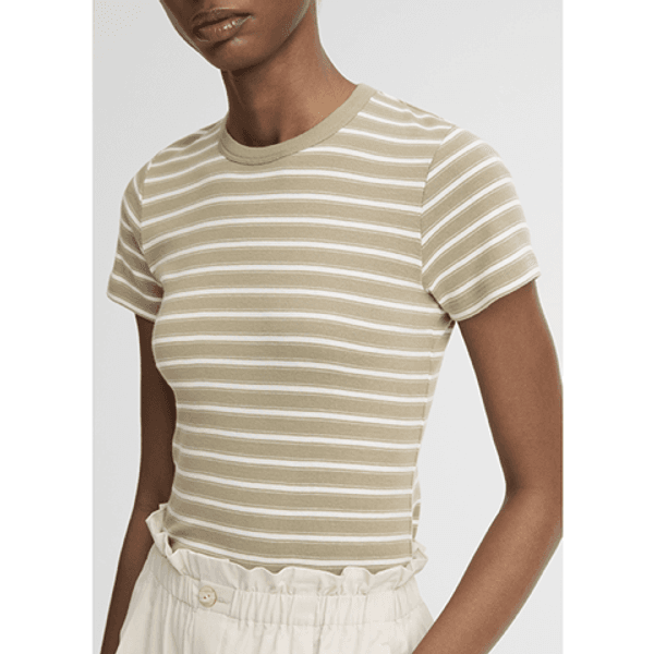 Vince Stripe Shrunken 90s Tee Salted Moss Combo