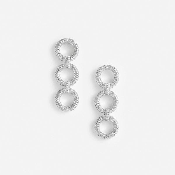 Self-Portrait Crystal Link Three Tiered Earrings