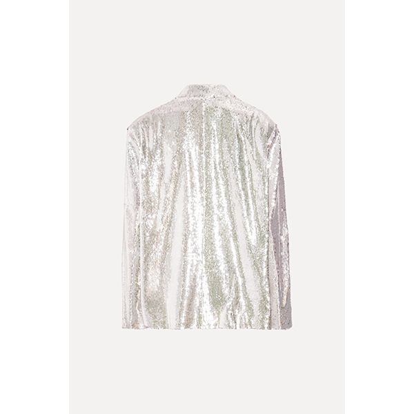 ROTATE Sequins Loose Fit Blazer Bright White