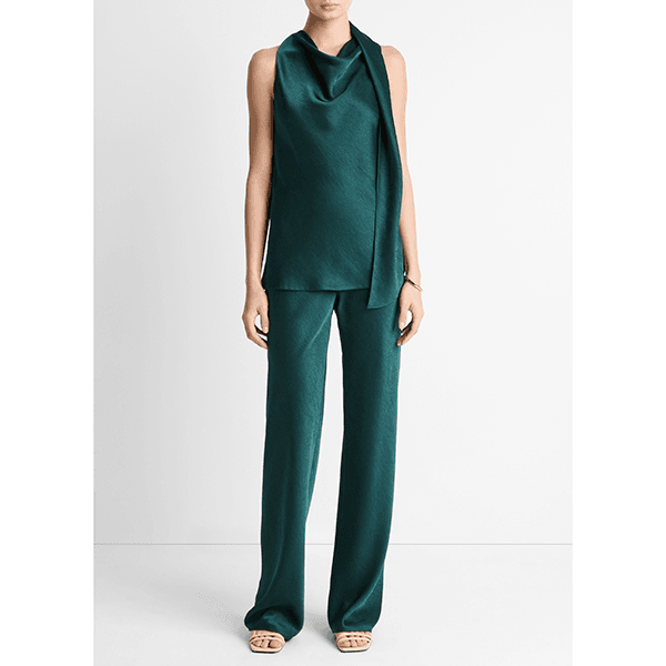 Vince Fluid Satin Bias Pant Juniper