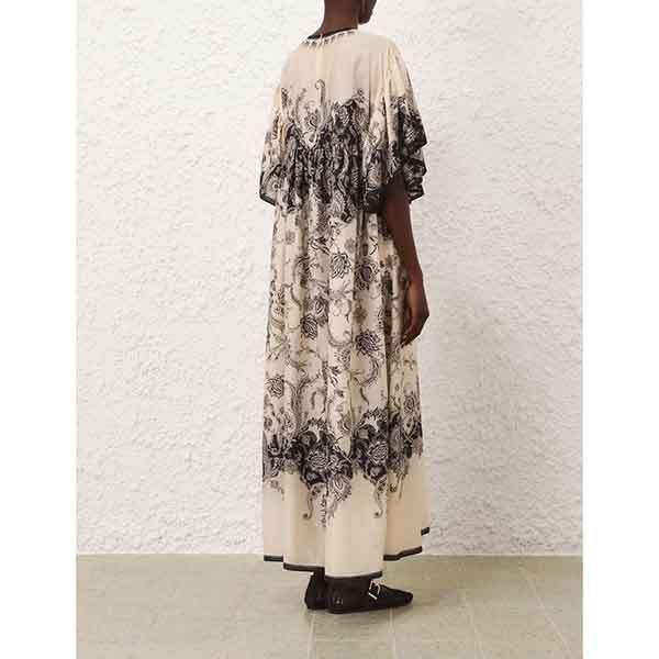 Zimmermann Rhiannon Maxi Dress Cream/Black Floral