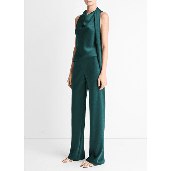 Vince Fluid Satin Bias Pant Juniper