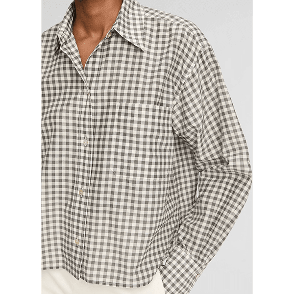 Vince Cropped Shirt Off White/Smoke