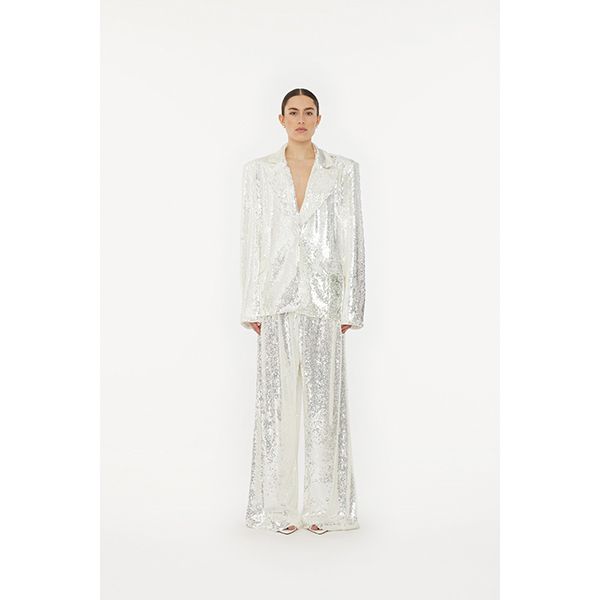 ROTATE Sequins Loose Fit Blazer Bright White