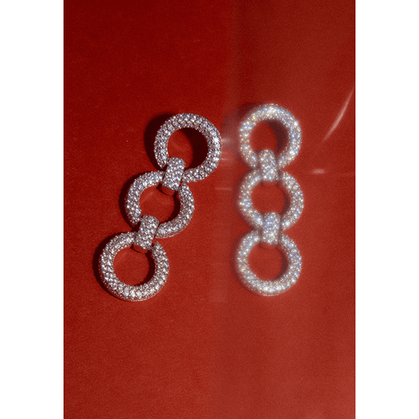 Self-Portrait Crystal Link Three Tiered Earrings