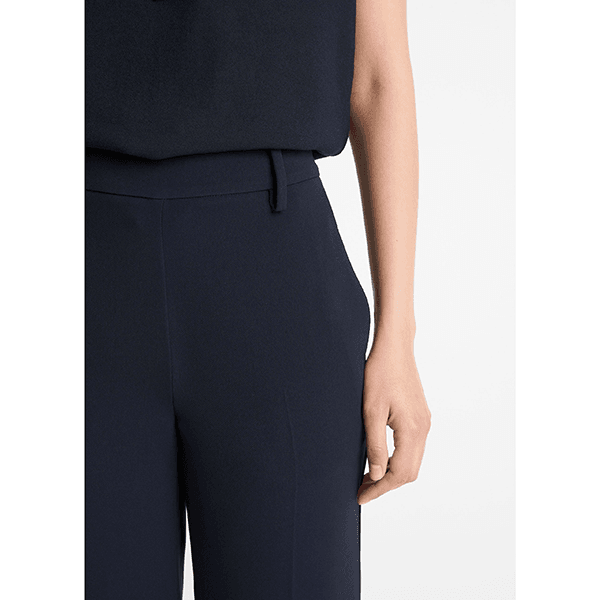 Vince Crepe Mid Rise Tapered Pull On Pant Coastal Blue