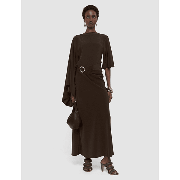 JOSEPH Joya Satin Twill Dress Cocoa