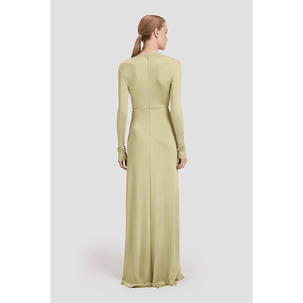 Victoria Beckham Long Sleeve V-Neck Gown Pistachio