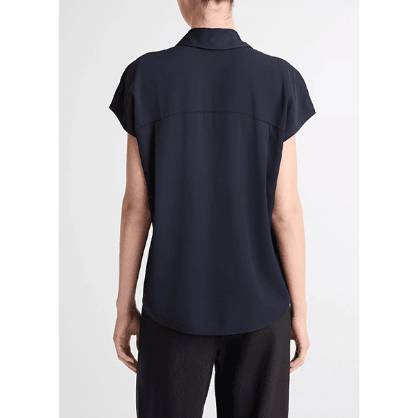 Vince Cap Slv Hidden Plkt Blouse Coastal
