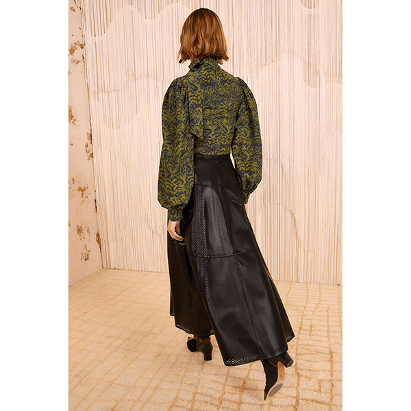 Ulla Johnson Aninda Leather Midi Skirt Noir