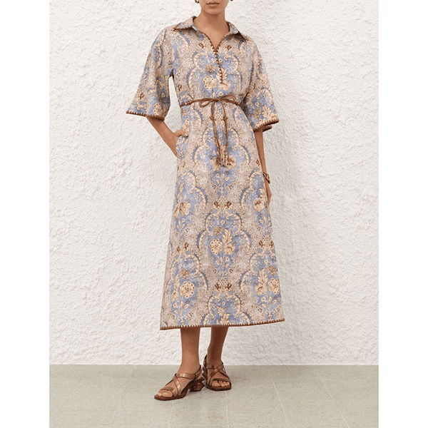 Zimmermann Daylight Tunic Midi Damask Denim
