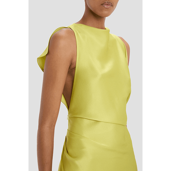Victoria Beckham Sleeveless Draped Gown Chartreuse