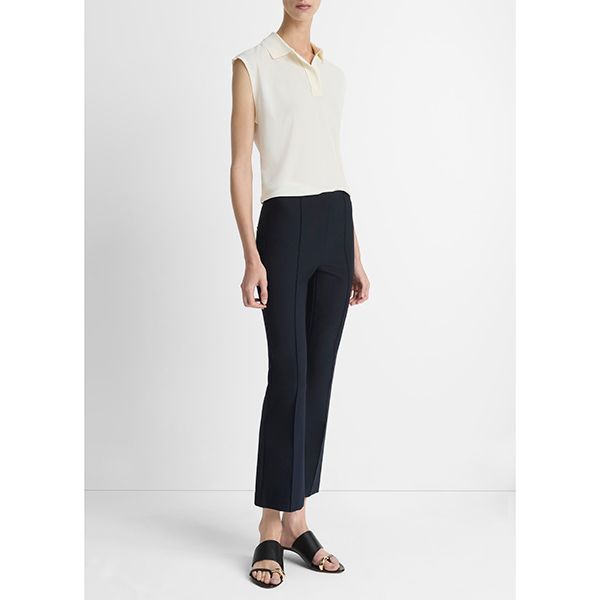 Vince Mid Rise Pintuck Crop Flare Pant Coastal